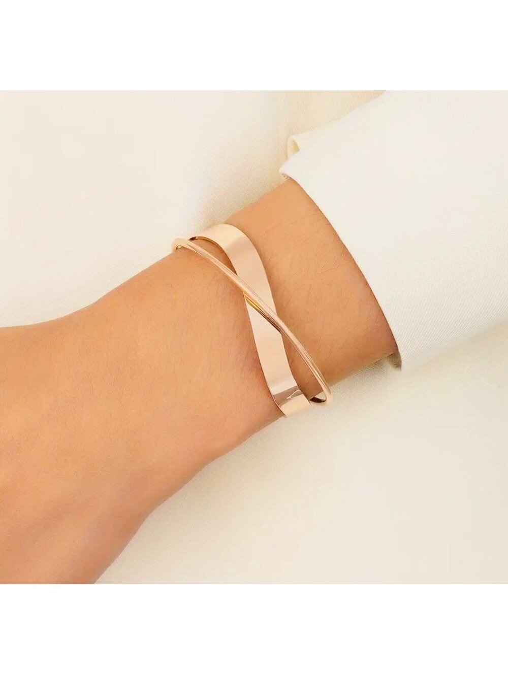 New - Unique - Gold - Chic Geometrical Glossy Irregular Open Bangle Bracelet